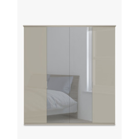 John Lewis Elstra 200cm Wardrobe with White Glass and Mirrored Hinged Doors - thumbnail 2