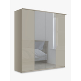 John Lewis Elstra 200cm Wardrobe with White Glass and Mirrored Hinged Doors - thumbnail 1