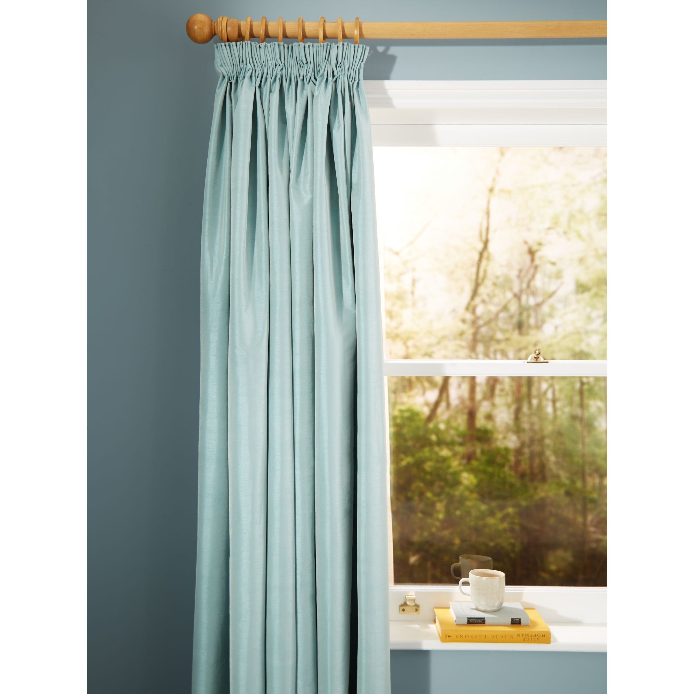 John Lewis Faux Silk Slub Pair Blackout Lined Pencil Pleat Curtains