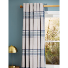 John Lewis Afton Check Weave Pair Dimout/Thermal Lined Eyelet Curtains - thumbnail 1