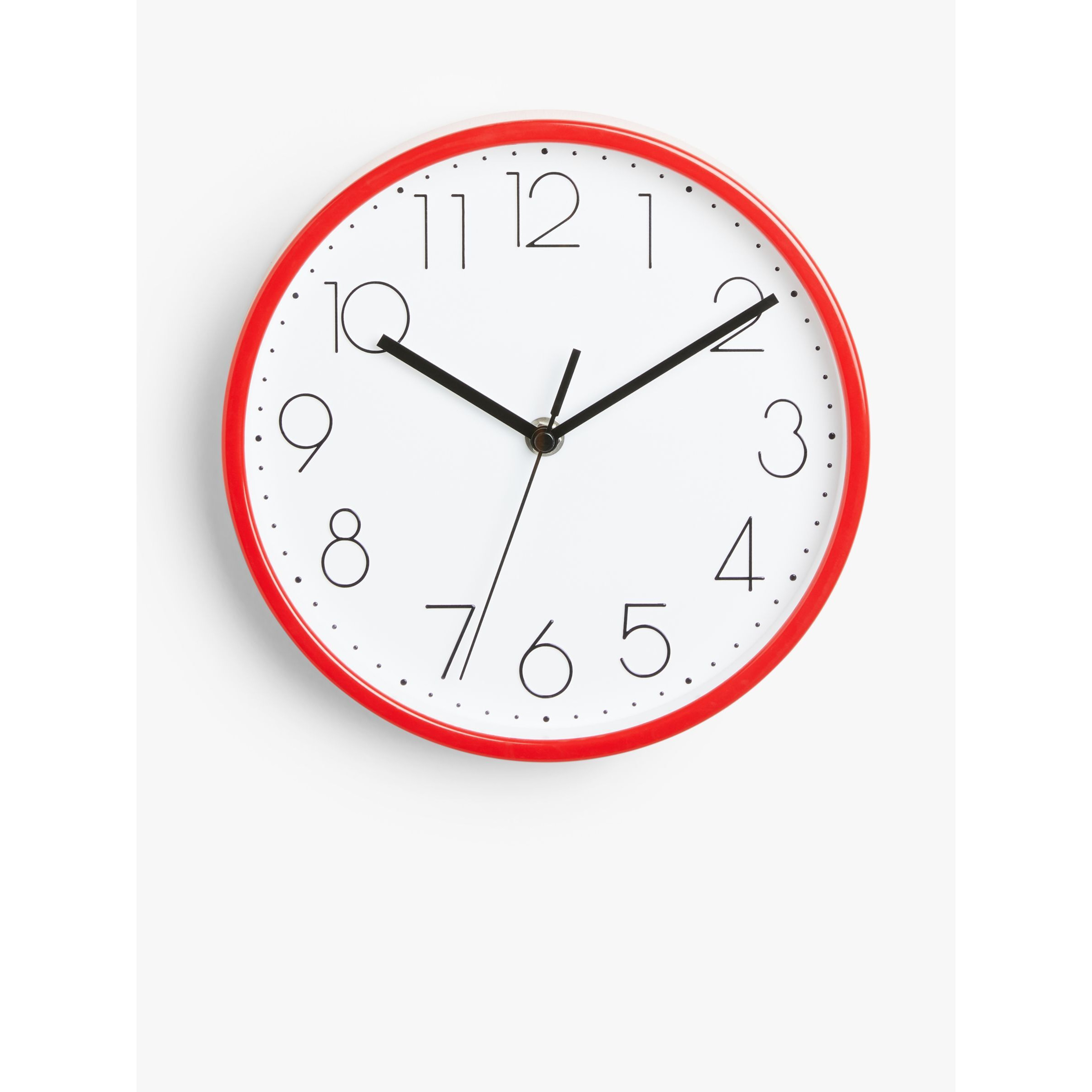 John Lewis ANYDAY Embossed Arabic Numeral Analogue Wall Clock, 23cm, Red - image 1