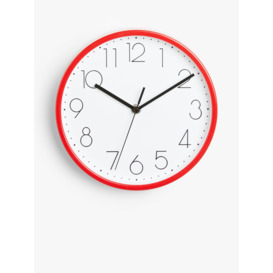 John Lewis ANYDAY Embossed Arabic Numeral Analogue Wall Clock, 23cm, Red - thumbnail 1