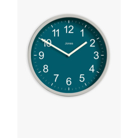 Jones Clocks House Warmer Analogue Wall Clock, 25cm, Peacock Blue - thumbnail 1