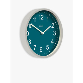 Jones Clocks House Warmer Analogue Wall Clock, 25cm, Peacock Blue - thumbnail 2