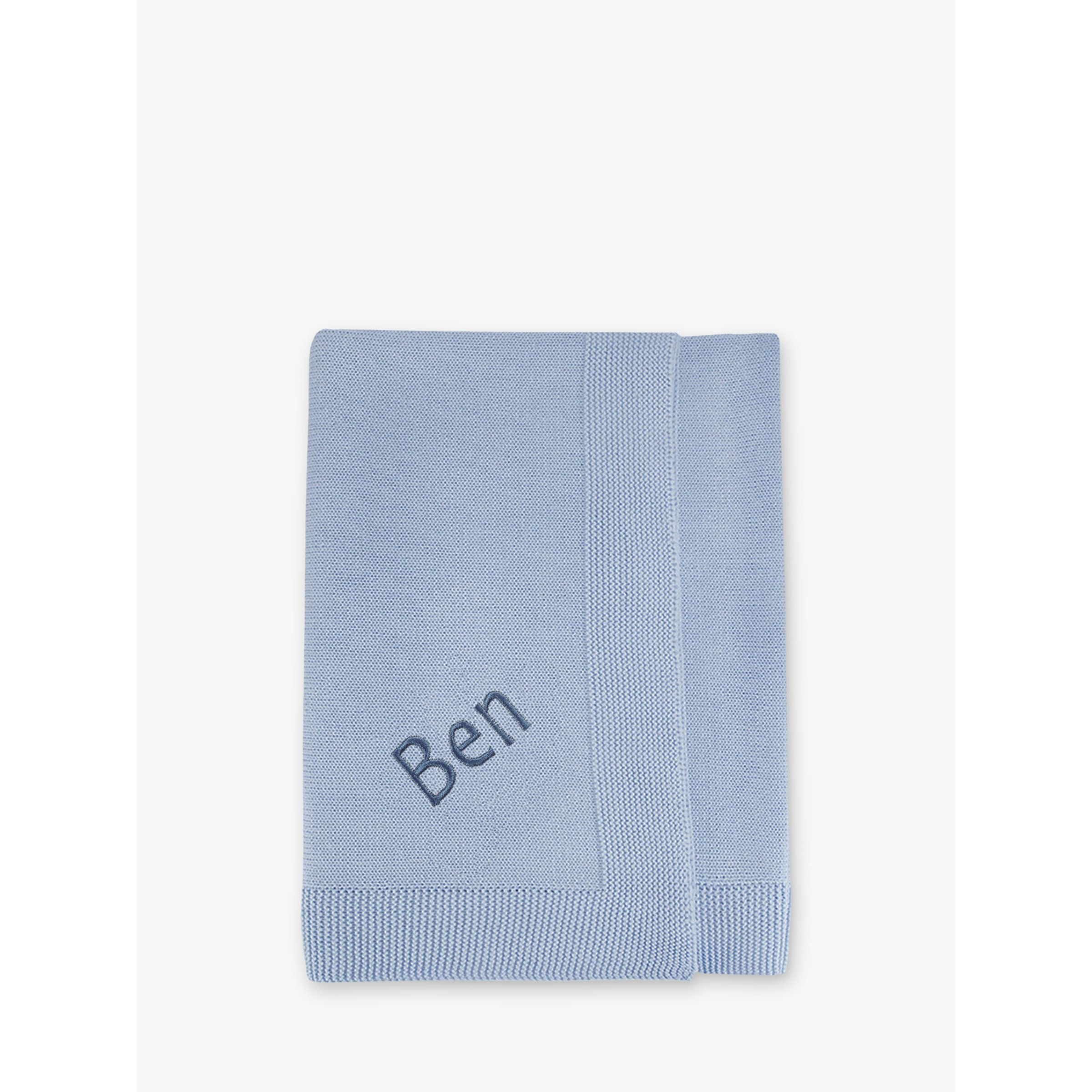 Babyblooms Personalised Knitted Baby Blanket, Blue - image 1