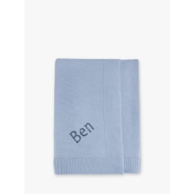 Babyblooms Personalised Knitted Baby Blanket, Blue - thumbnail 1