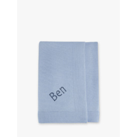 Babyblooms Personalised Knitted Baby Blanket, Blue