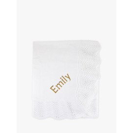 Babyblooms Personalised Traditional Knitted Christening Blanket, White - thumbnail 2
