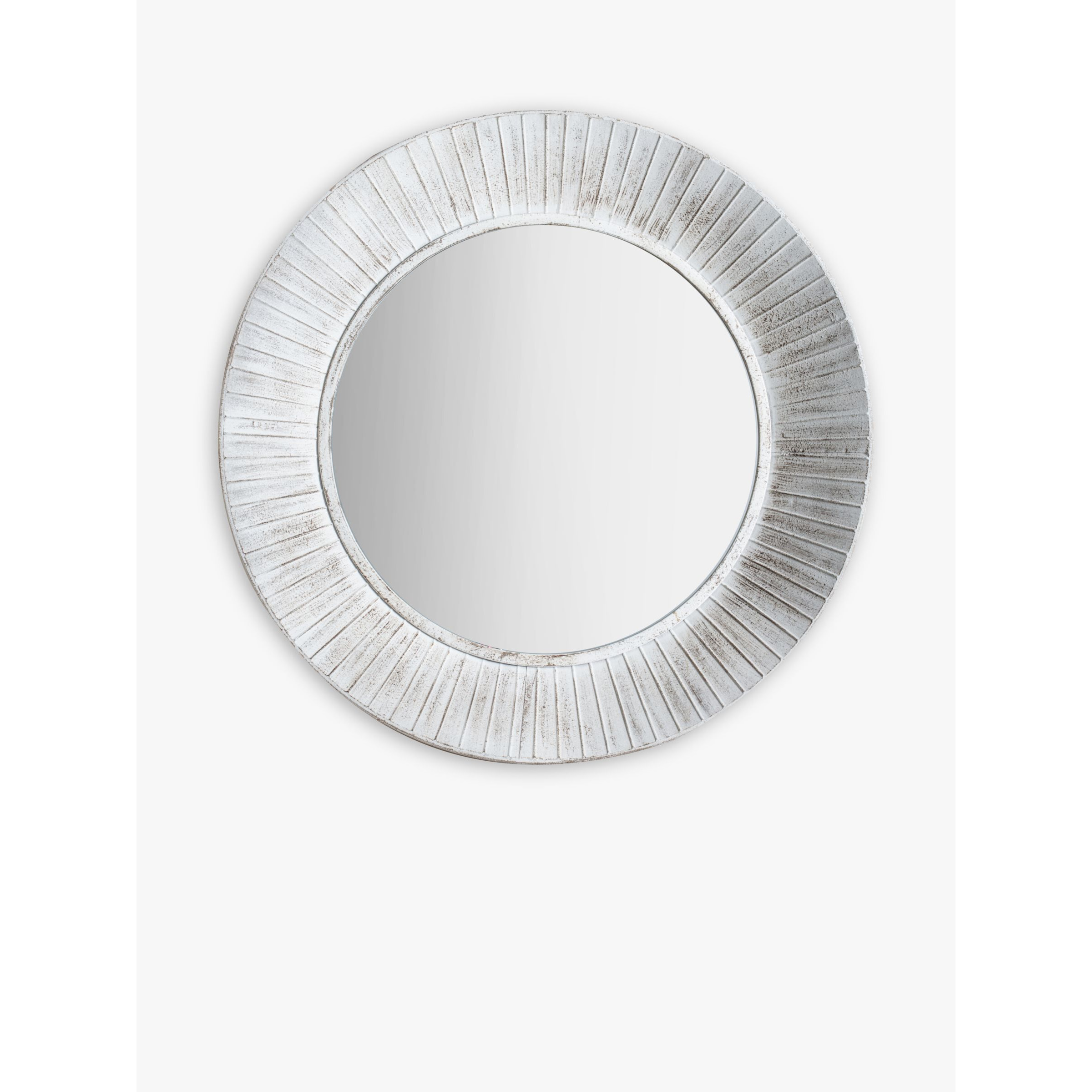 Gallery Direct Round Distressed Metal Wall Mirror, 81cm, White - image 1