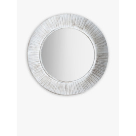 Gallery Direct Round Distressed Metal Wall Mirror, 81cm, White - thumbnail 1
