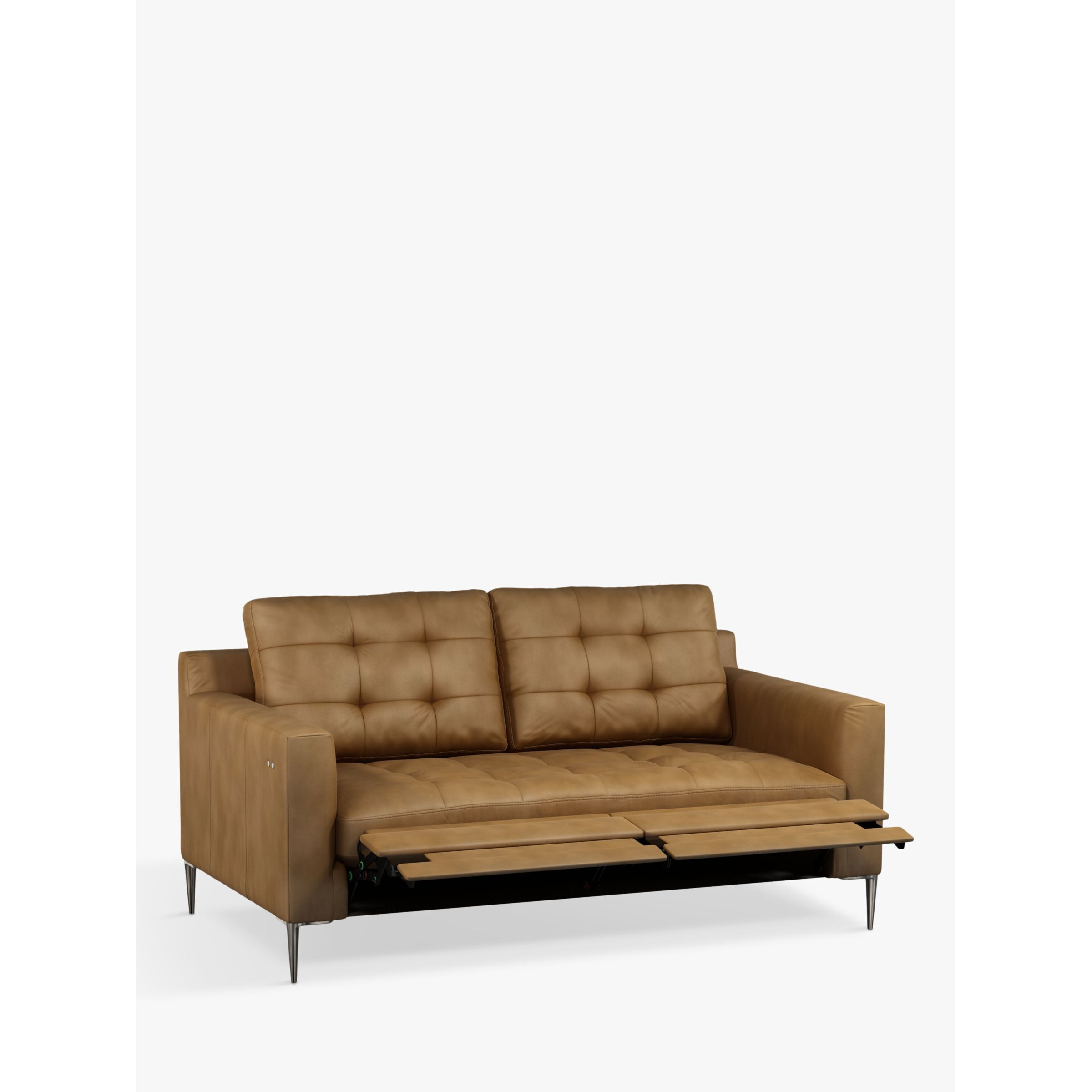 John Lewis Draper Motion Medium 2 Seater Leather Sofa with Footrest Mechanism, Metal Leg - image 1