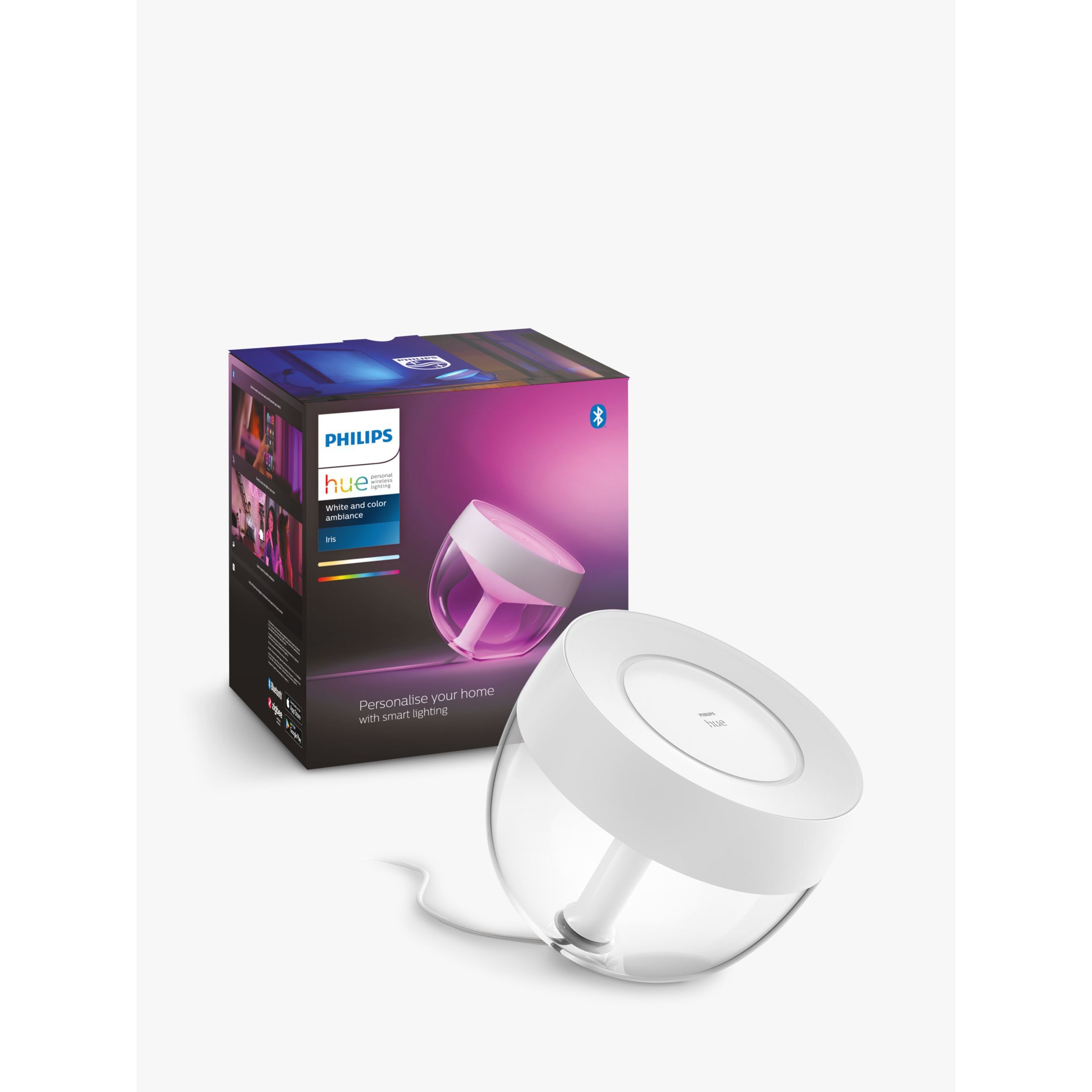 Philips Hue White and Colour Ambiance Iris LED Smart Table Lamp with Bluetooth, White - image 1