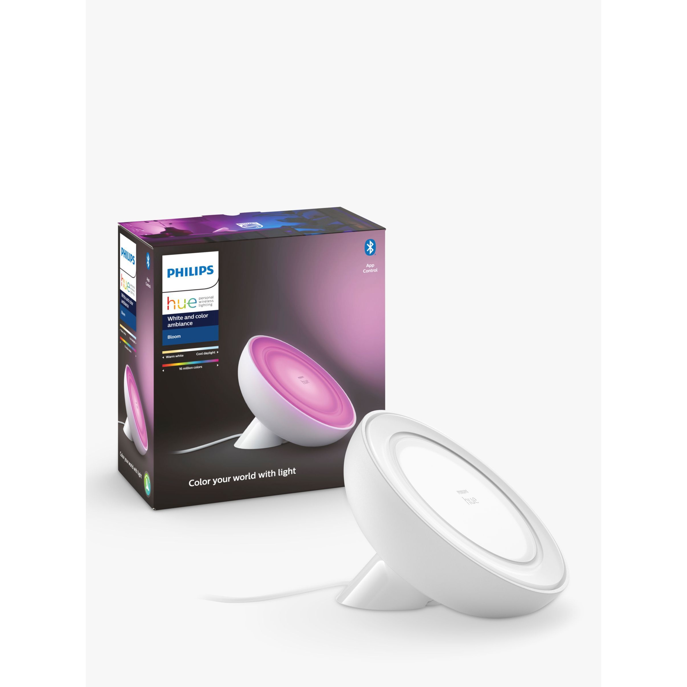 Philips Hue White and Colour Ambiance Bloom LED Smart Table Lamp with Bluetooth, White - image 1