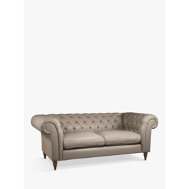 John Lewis Cromwell Chesterfield Large 3 Seater Leather Sofa, Dark Leg - thumbnail 1