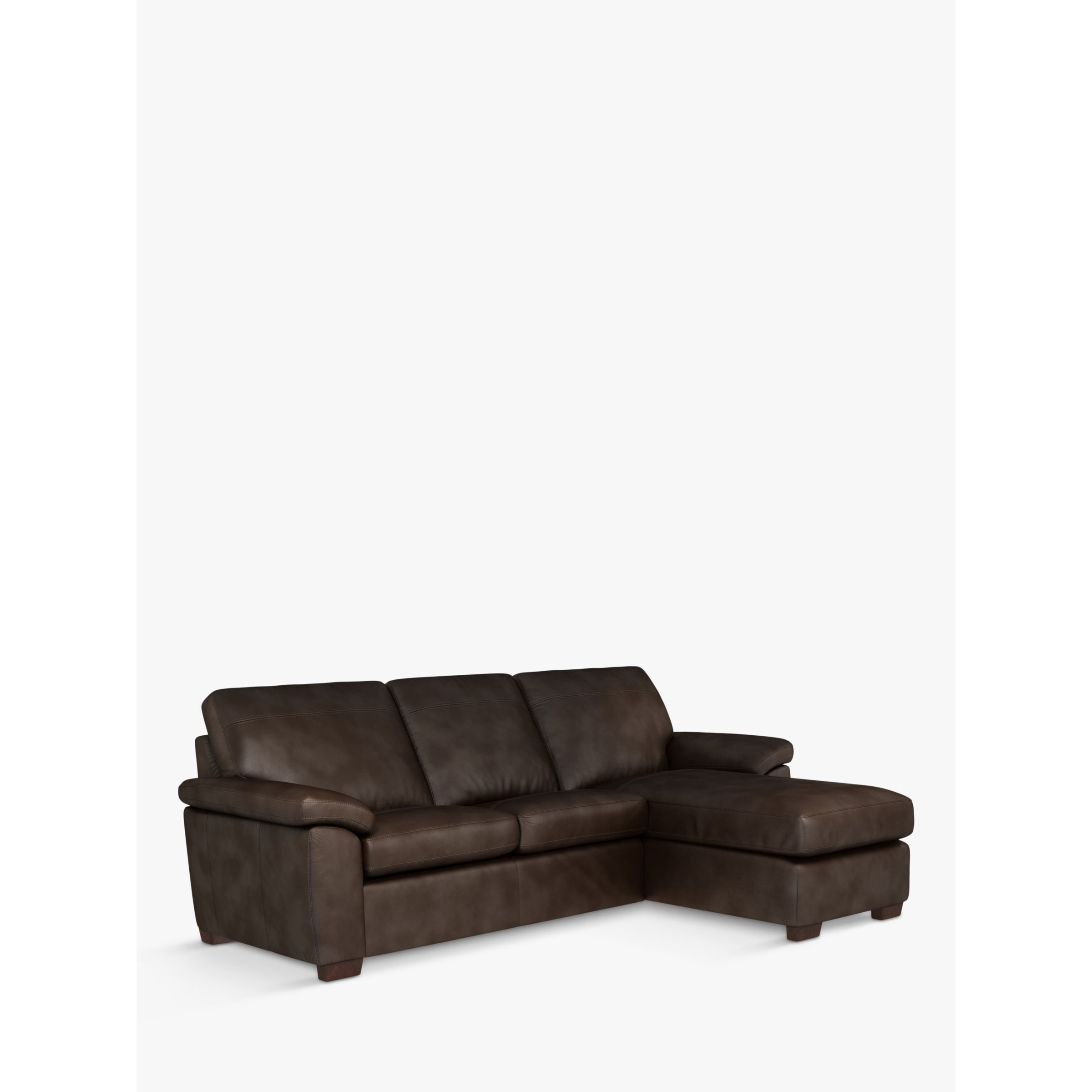 John Lewis Camden RHF Storage Chaise End Leather Sofa Bed, Dark Leg - image 1