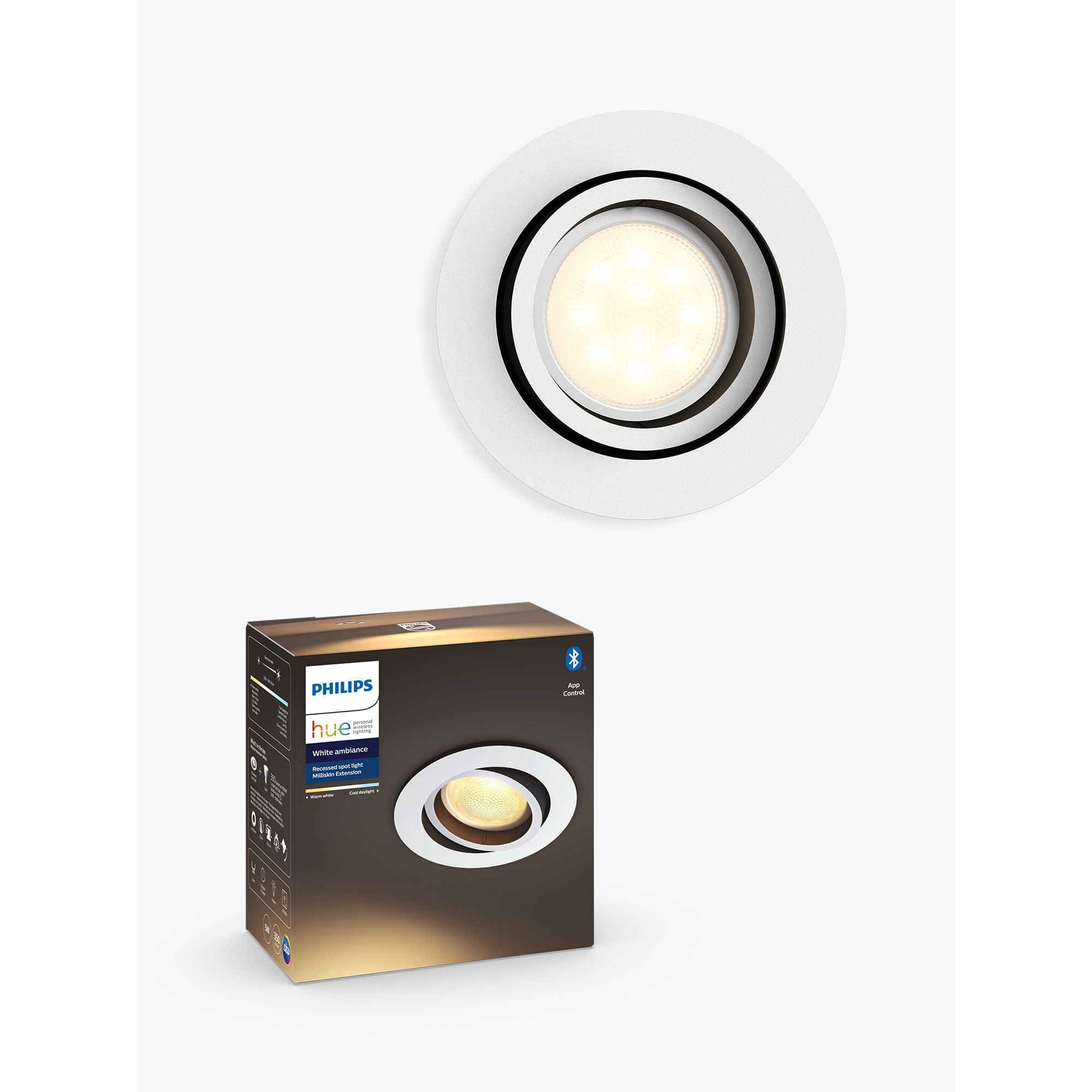 Philips Hue White Ambiance Milliskin GU10 LED Recessed Smart Spotlight with Bluetooth - image 1