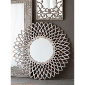 Gallery Direct Bharta Large Round Wood Frame Mirror, 120cm, SIlver - thumbnail 2