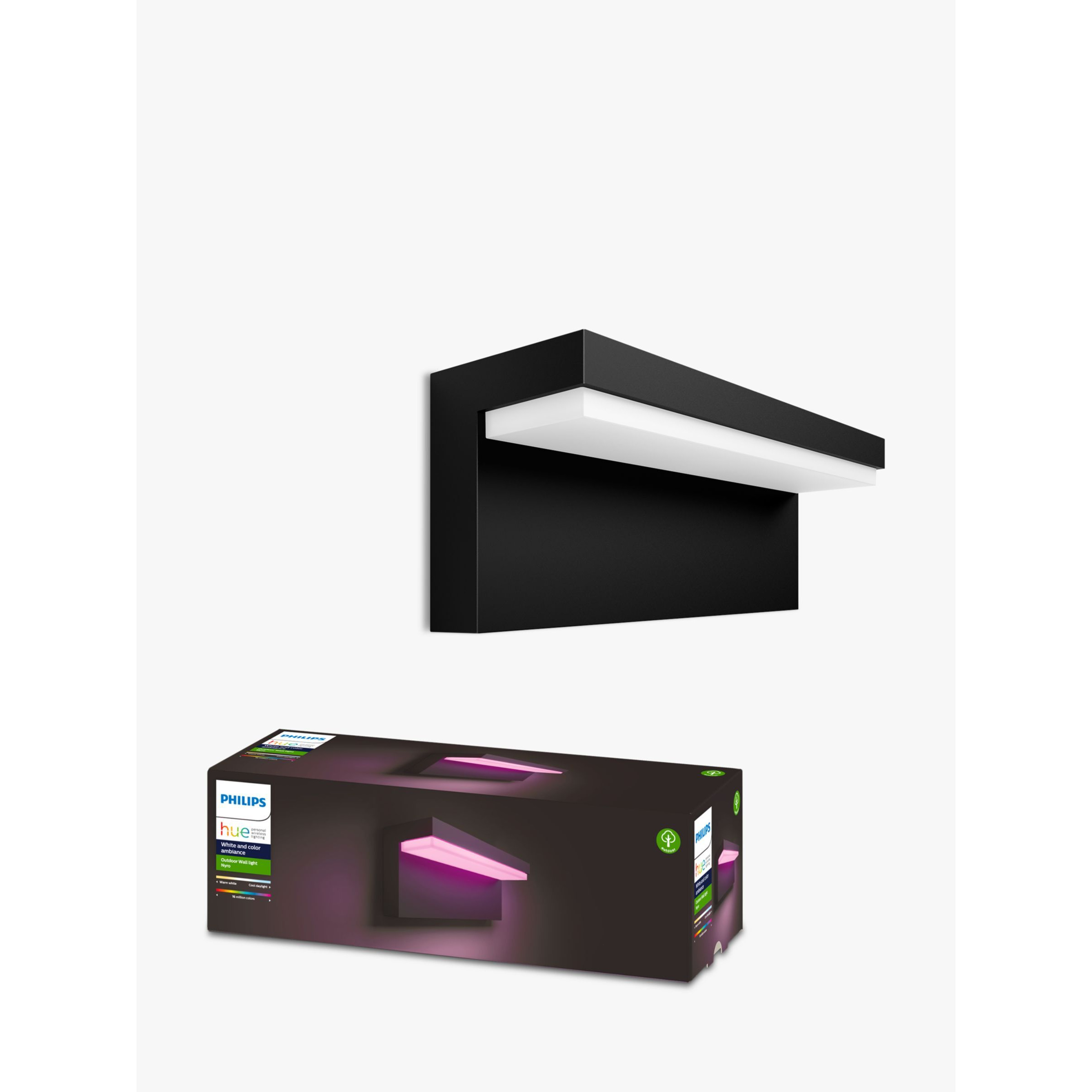 Philips Hue White and Colour Ambiance Nyro LED Smart Outdoor Wall Light, Black - image 1