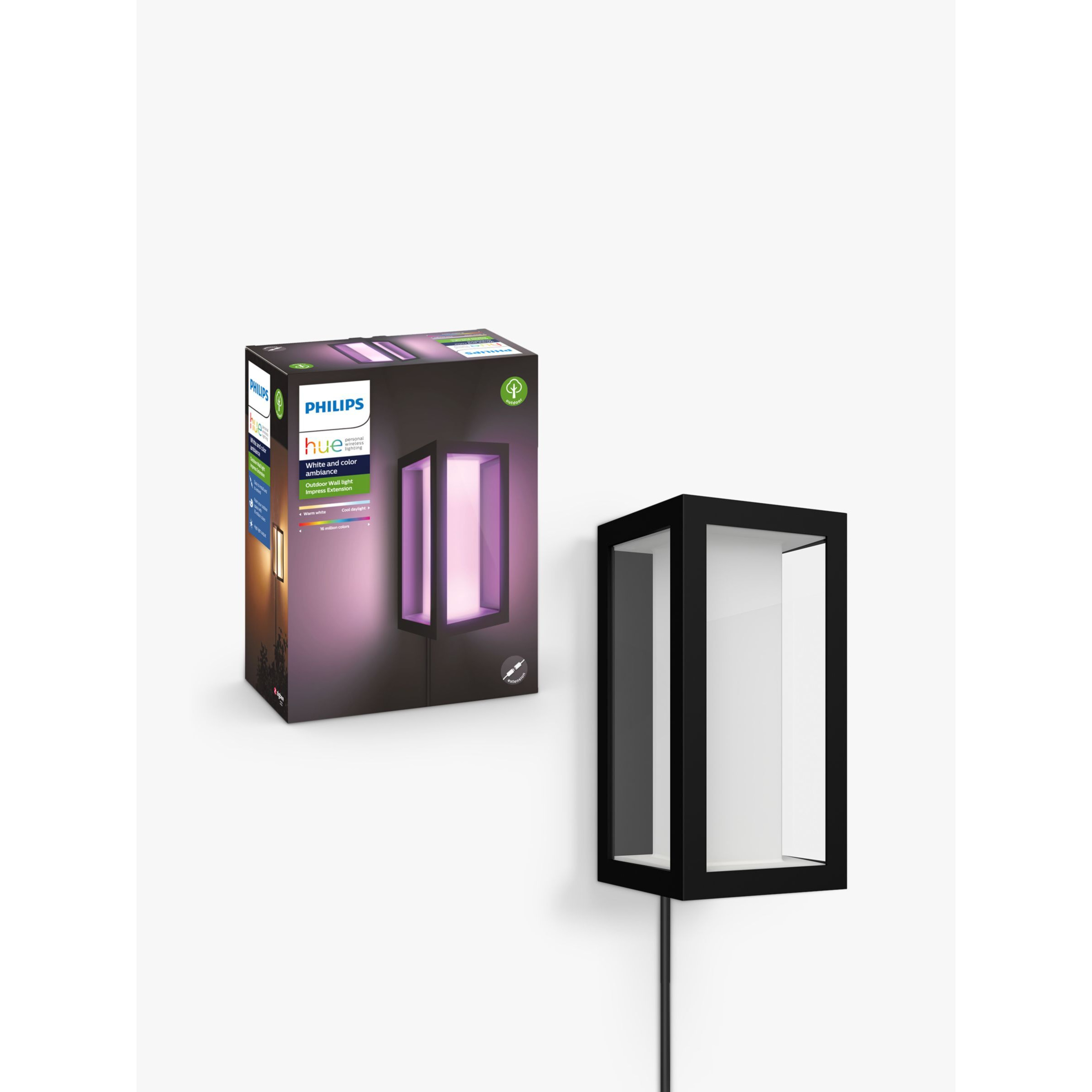 Philips Hue White and Colour Ambiance Impress LED Smart Plug In Outdoor Wall Light Extension, Black - image 1