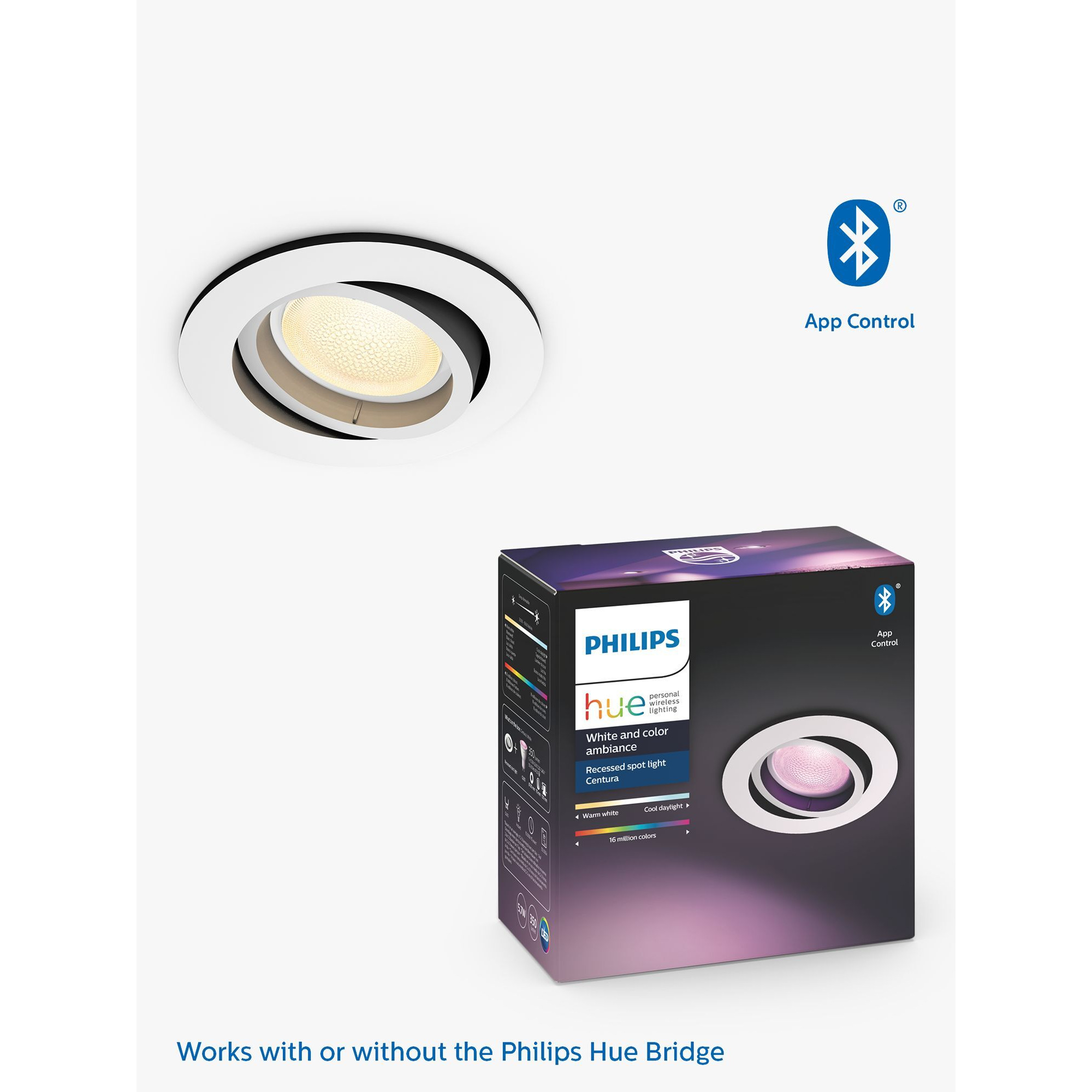Philips Hue White and Colour Ambiance Centura LED Smart Recessed Spotlight with Bluetooth - image 1