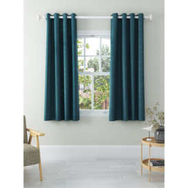 John Lewis Textured Weave Recycled Polyester Pair Blackout/Thermal Lined Eyelet Curtains - thumbnail 2