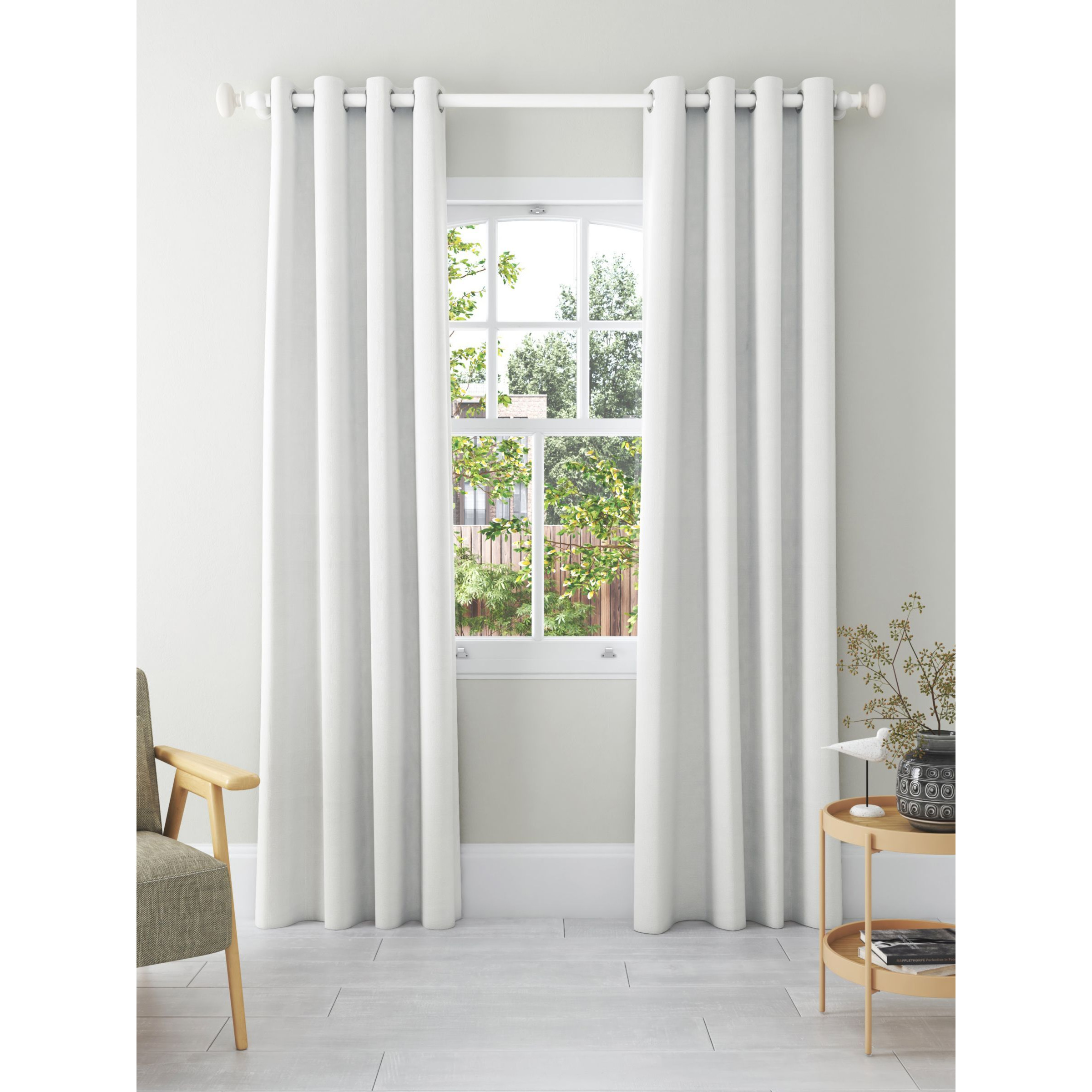 John Lewis Textured Weave Recycled Polyester Pair Blackout/Thermal Lined Eyelet Curtains - image 1