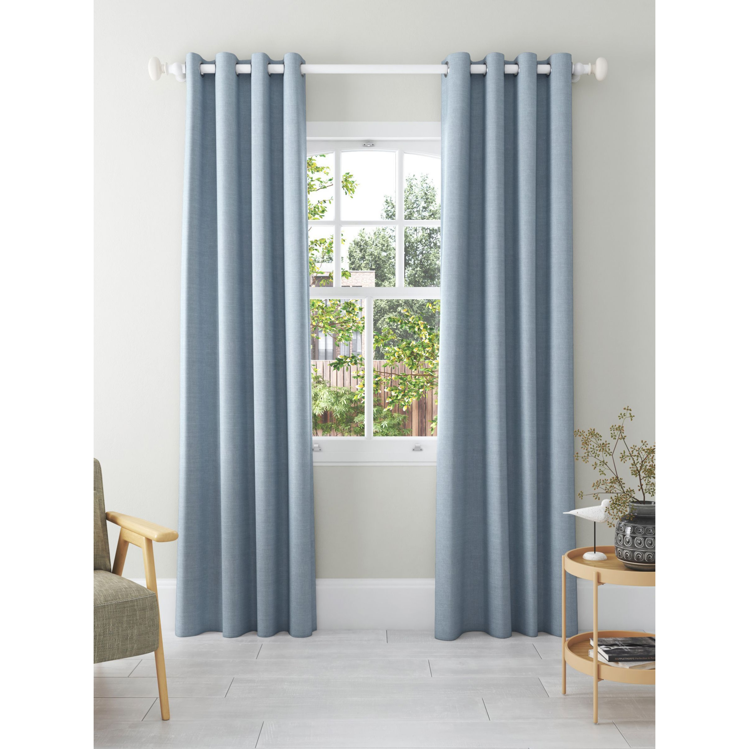 John Lewis Textured Weave Recycled Polyester Pair Blackout/Thermal Lined Eyelet Curtains - image 1