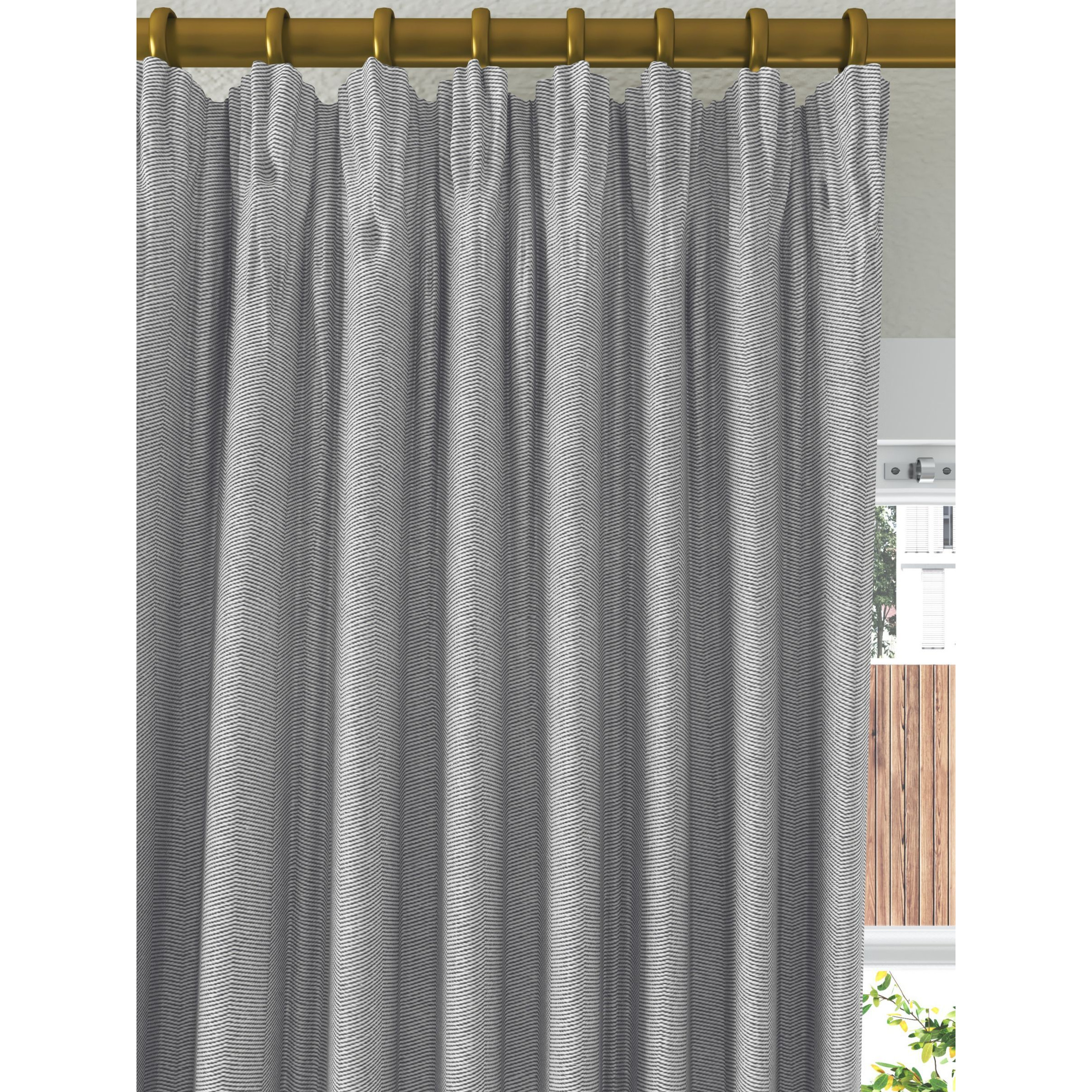 John Lewis Herringbone Weave Pair Lined Pencil Pleat Curtains - image 1
