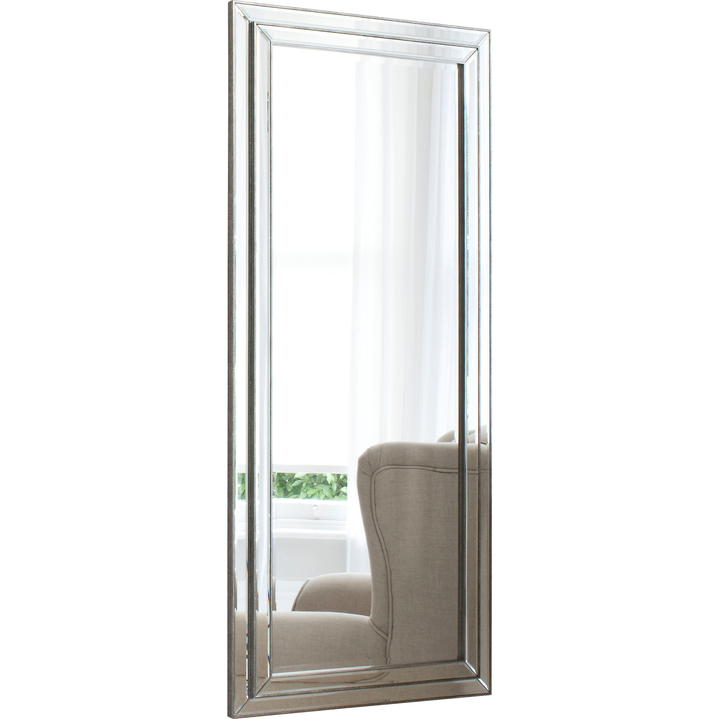 Gallery Direct Chambery Rectangular Bevelled Glass Leaner / Wall Mirror, 155 x 68.5cm, Pewter - image 1