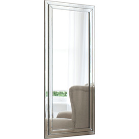 Gallery Direct Chambery Rectangular Bevelled Glass Leaner / Wall Mirror, 155 x 68.5cm, Pewter - thumbnail 1