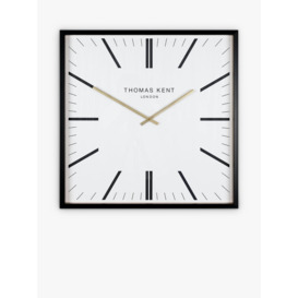 Thomas Kent Garrick Square Analogue Wall Clock, 40cm, Black/White - thumbnail 1