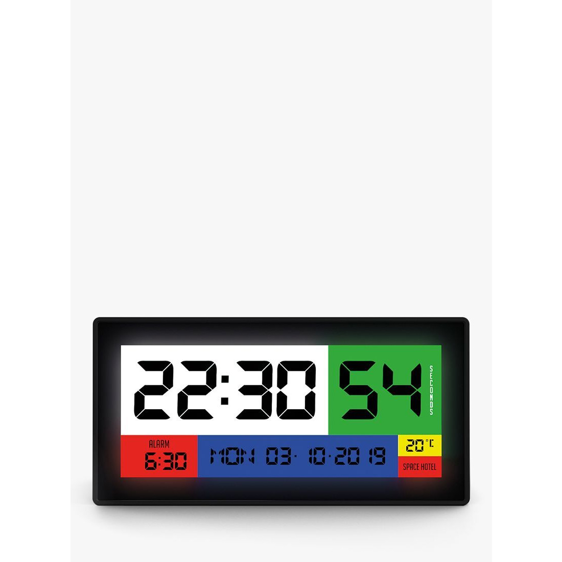 Space Hotel Robot 100 LCD Digital Alarm Clock, Black - image 1