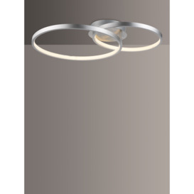 John Lewis Dual Hoop LED Semi Flush Ceiling Light, Nickel - thumbnail 1