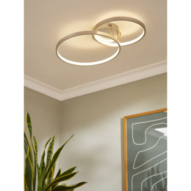 John Lewis Dual Hoop LED Semi Flush Ceiling Light, Nickel - thumbnail 2