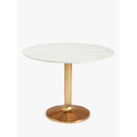 John Lewis Jewel Marble 4 Seater Pedestal Dining Table, White/Gold - thumbnail 1