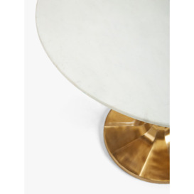 John Lewis Jewel Marble 4 Seater Pedestal Dining Table, White/Gold - thumbnail 2