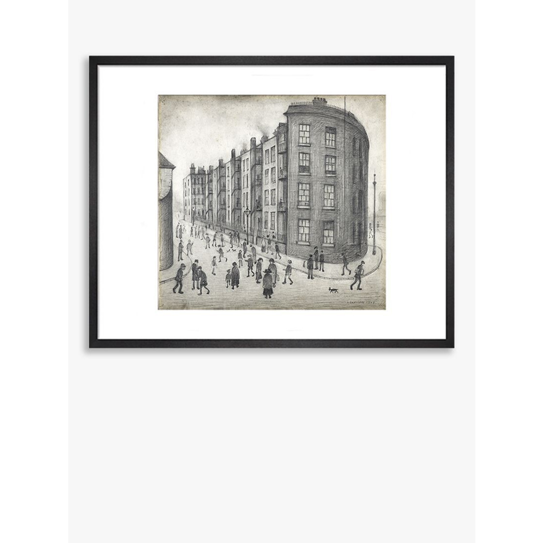 LS Lowry - 'Oldfield Road Dwellings, Salford' Framed Print & Mount, 42 x 52cm, Grey