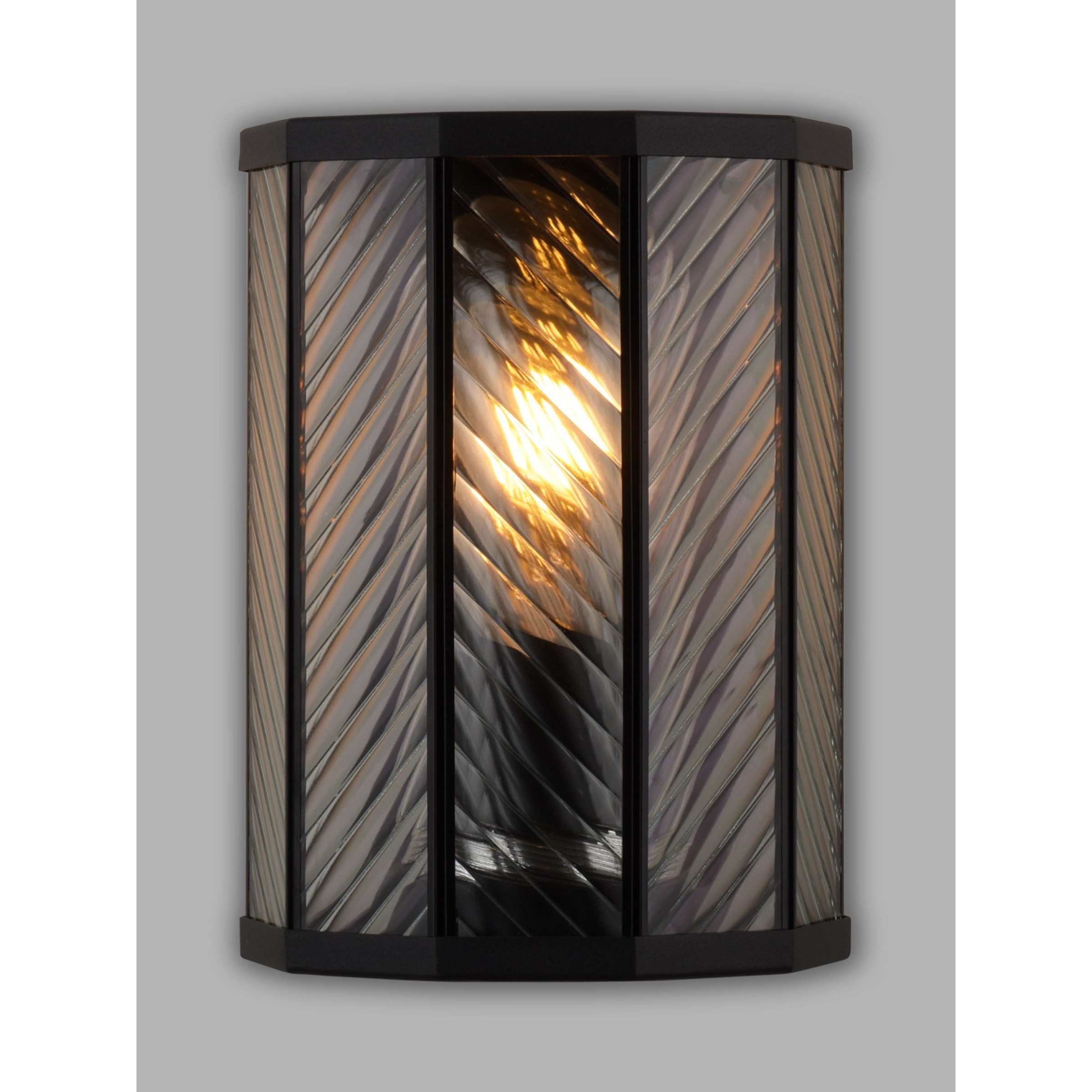 John Lewis Herringbone Glass Outdoor Wall Light, Clear/Black - image 1