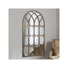 Gallery Direct Khadra Arched Window Wall Mirror, 160 x 80cm, Gold - thumbnail 2