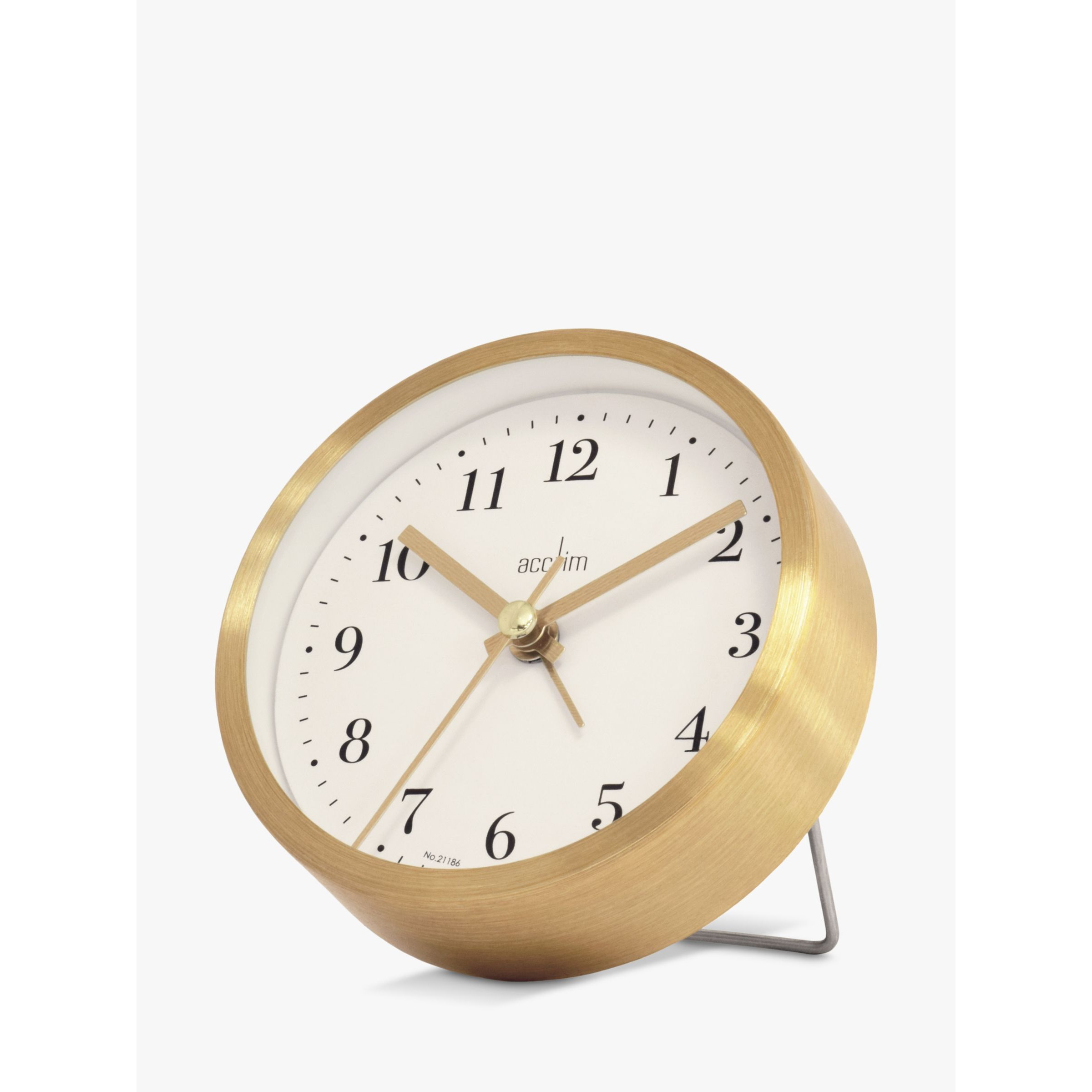 Acctim Classic Non-Ticking Sweep Analogue Alarm Clock, 9cm, Brushed Gold - image 1