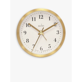 Acctim Classic Non-Ticking Sweep Analogue Alarm Clock, 9cm, Brushed Gold - thumbnail 2