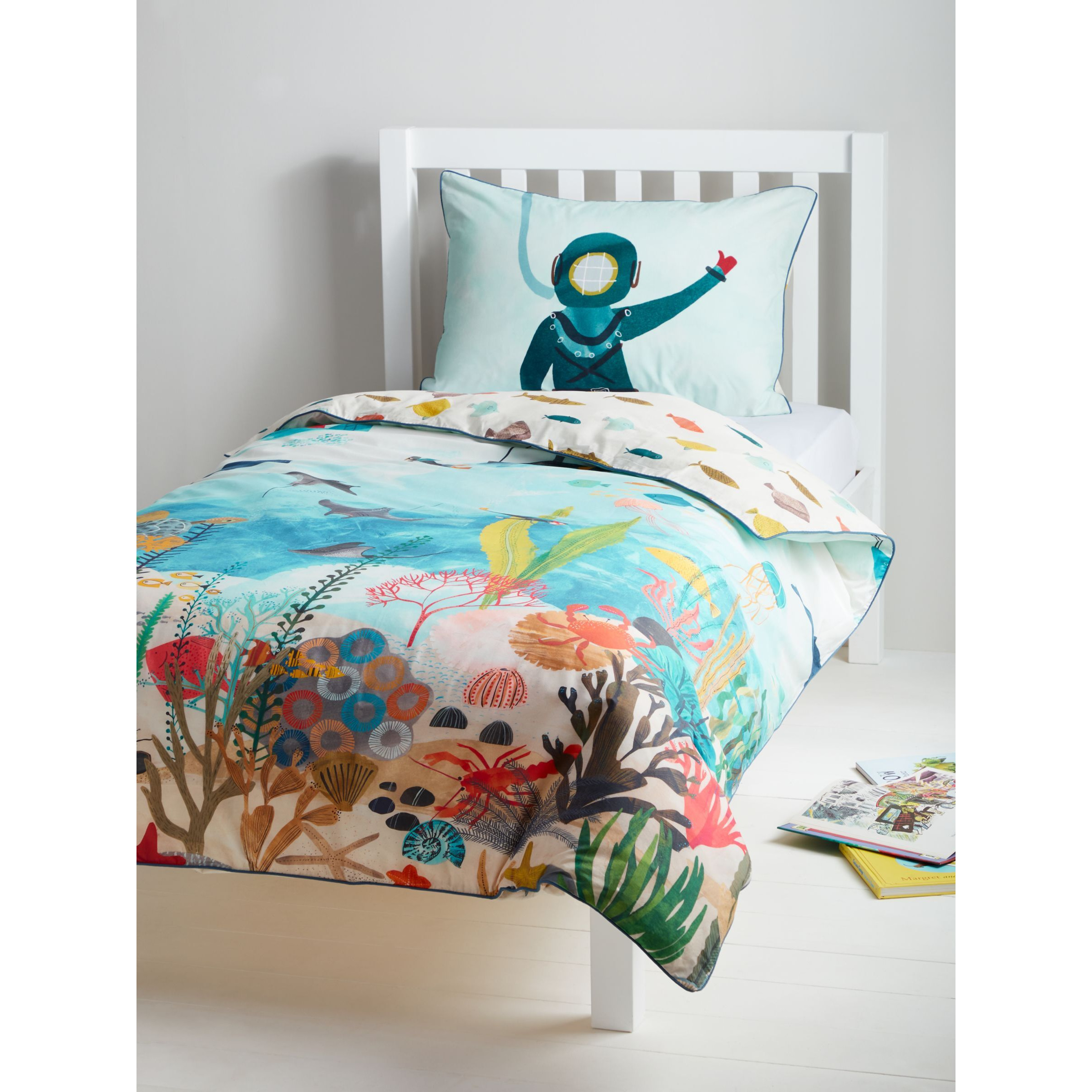 Harlequin Above and Below Reversible Cotton Duvet Cover and Pillowcase Set, Multi - image 1