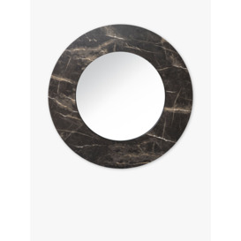 Där Juvan Marble-Effect Round Wall Mirror, 80cm, Black - thumbnail 1