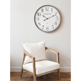 Libra Interiors Hotel La Fleur Arabic Numeral Round Wall Clock, 67cm, White/Grey - thumbnail 2