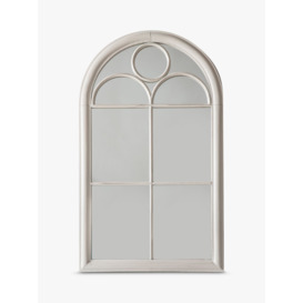 Classic Arch Window Metal Frame Indoor/Outdoor Wall Mirror, 100 x 61cm, Distressed White - thumbnail 1