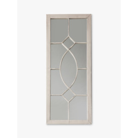 Rectangular Decorative Metal Frame Indoor/Outdoor Wall Mirror, 105 x 43cm, White