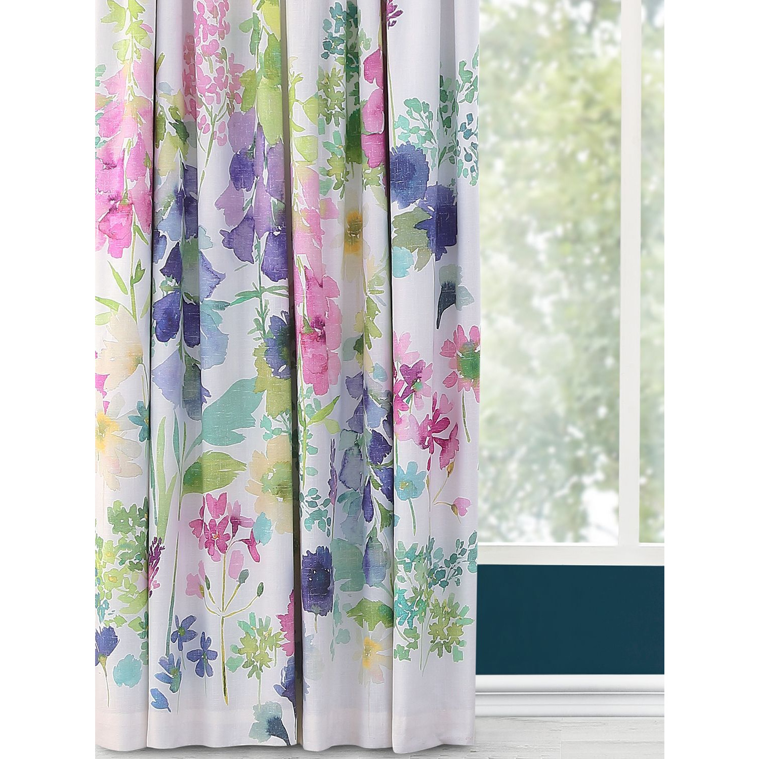 bluebellgray Foxglove Pair Blackout/Thermal Lined Pencil Pleat Curtains, Multi - image 1