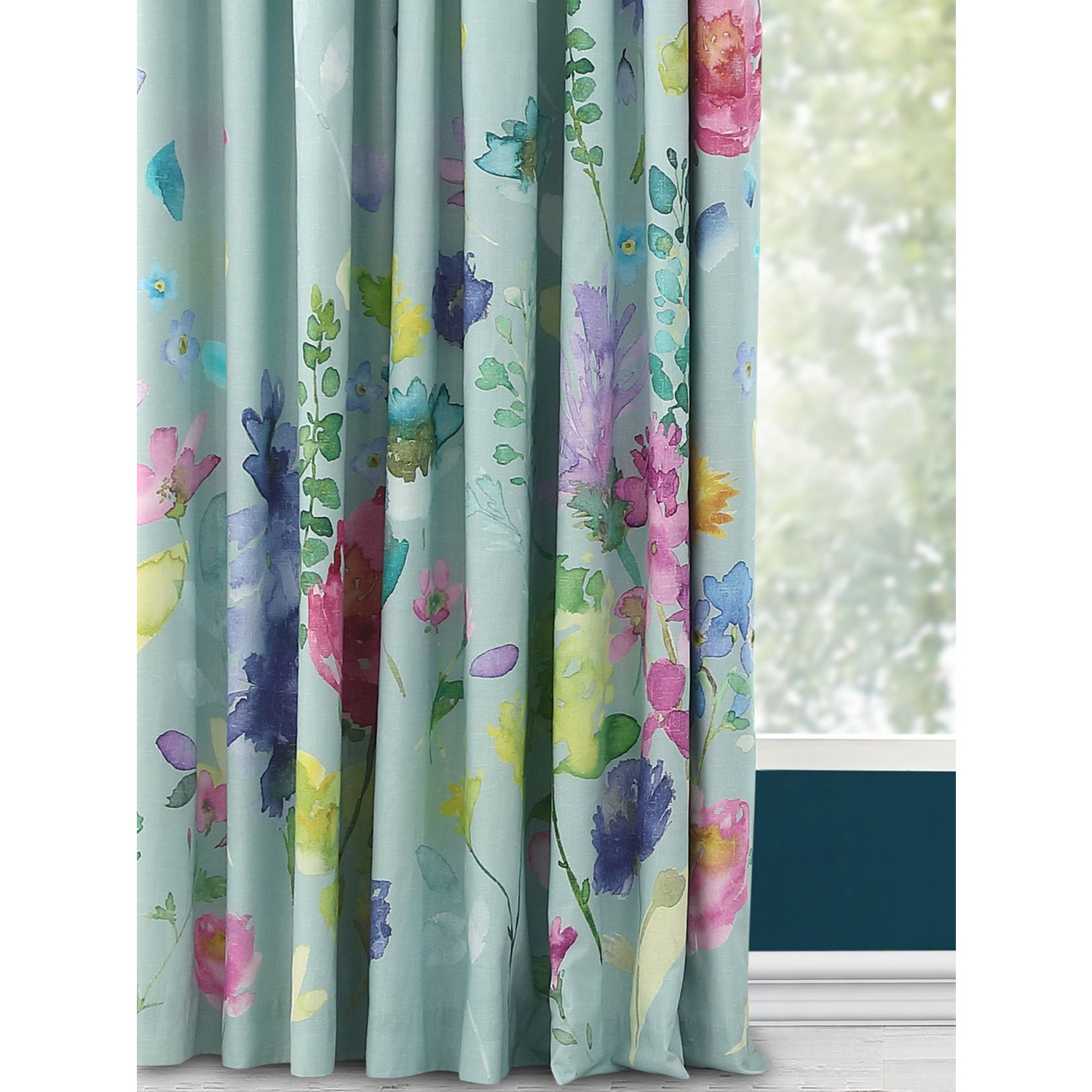 bluebellgray Tetbury Pair Blackout Lined Pencil Pleat Curtains, Duck Egg - image 1