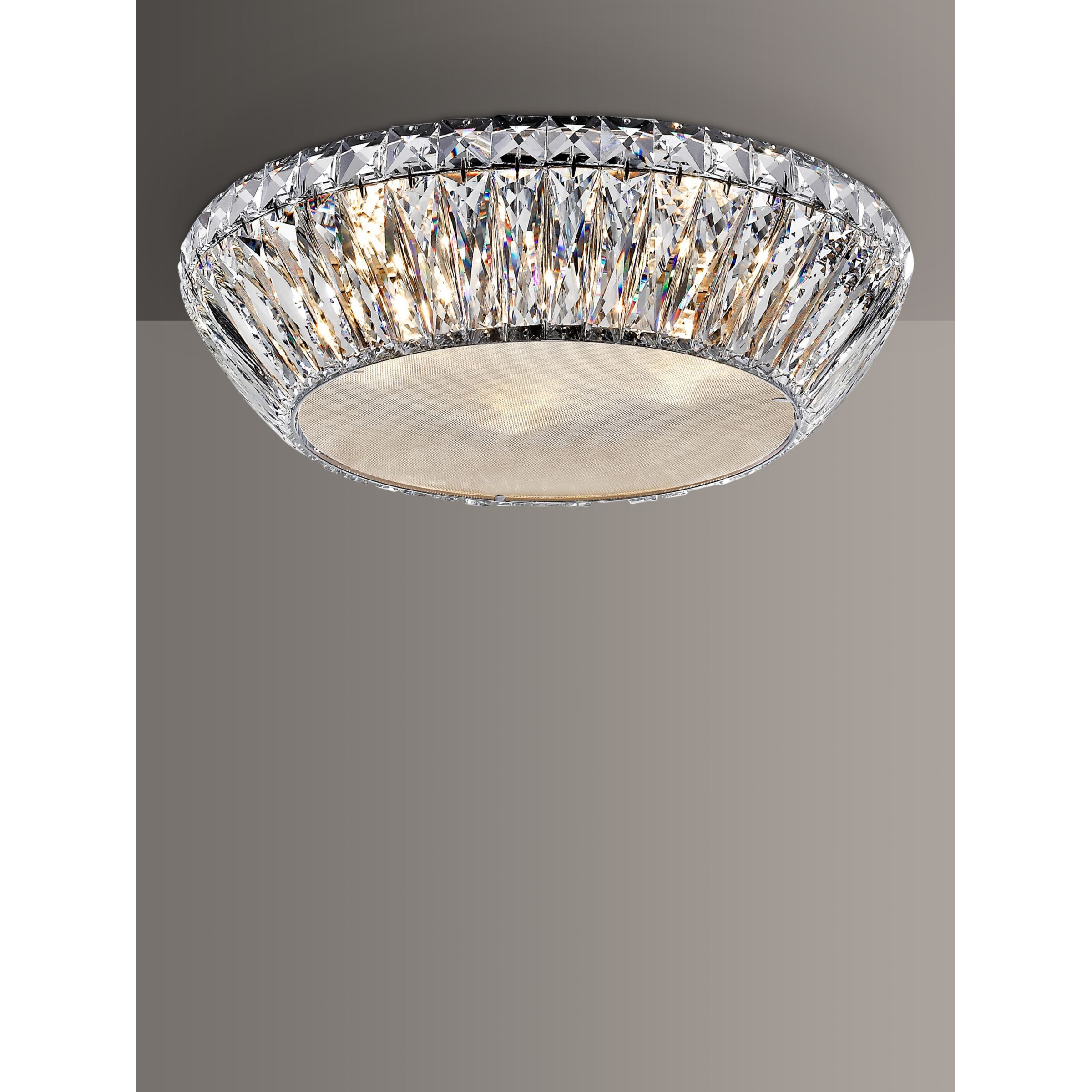 Impex Armel LED Crystal Semi Flush Small Ceiling Light, Clear/Chrome