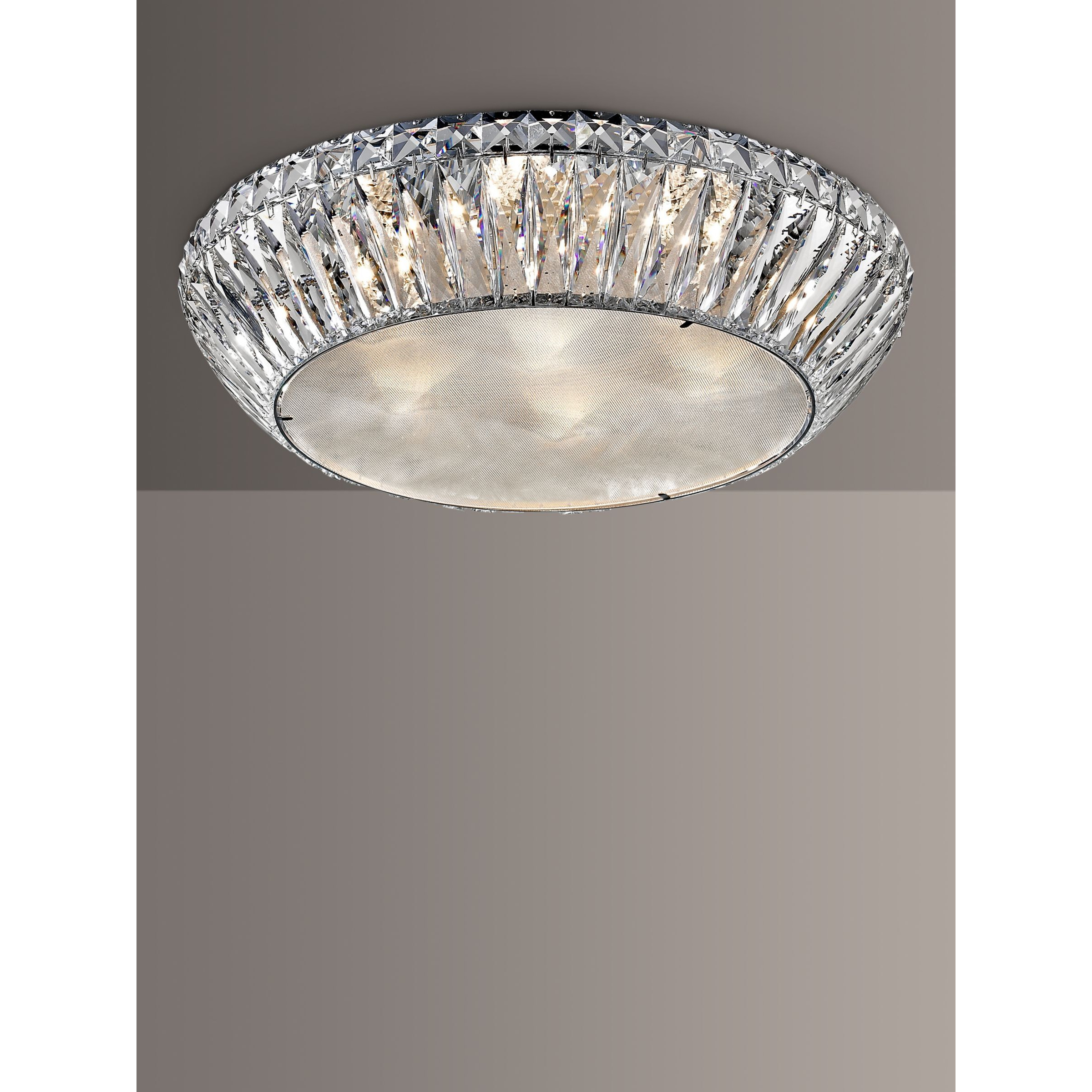 Impex Armel LED Crystal Semi Flush Ceiling Light, Clear/Chrome